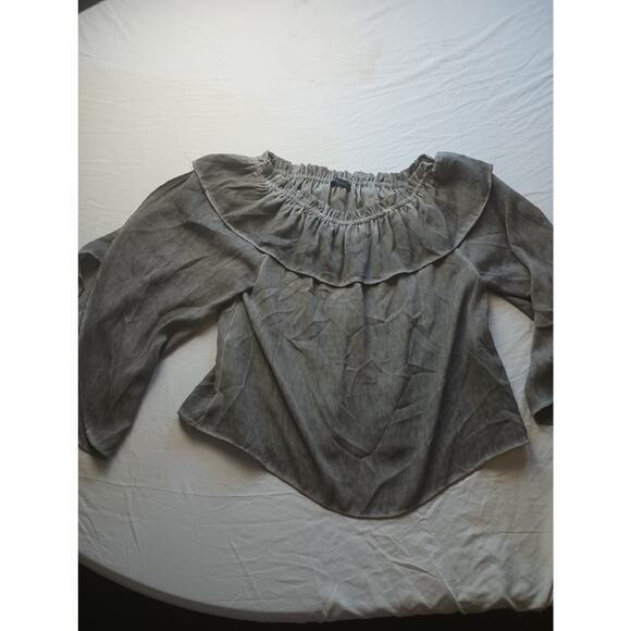 Women Top Blouse Very J Gray Wash Open Long sleeve Pull over Goth Witchy Small - Picture 1 of 5
